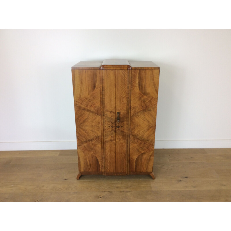 Vintage english walnut wardrobe, 1930