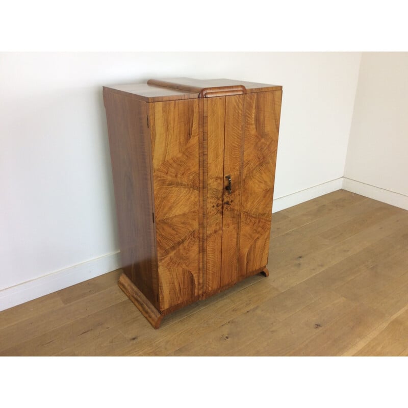 Vintage english walnut wardrobe, 1930