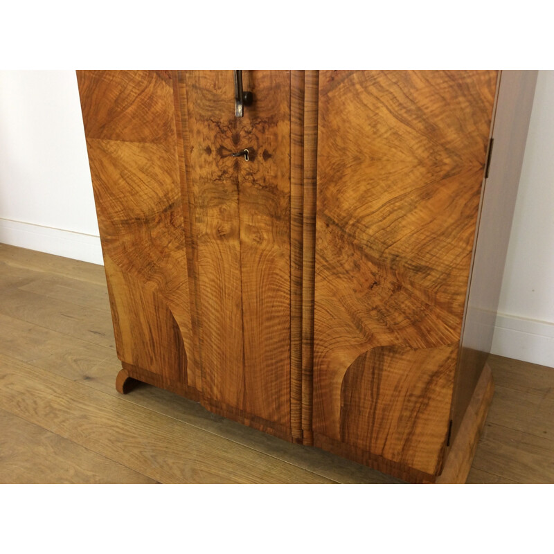 Vintage english walnut wardrobe, 1930