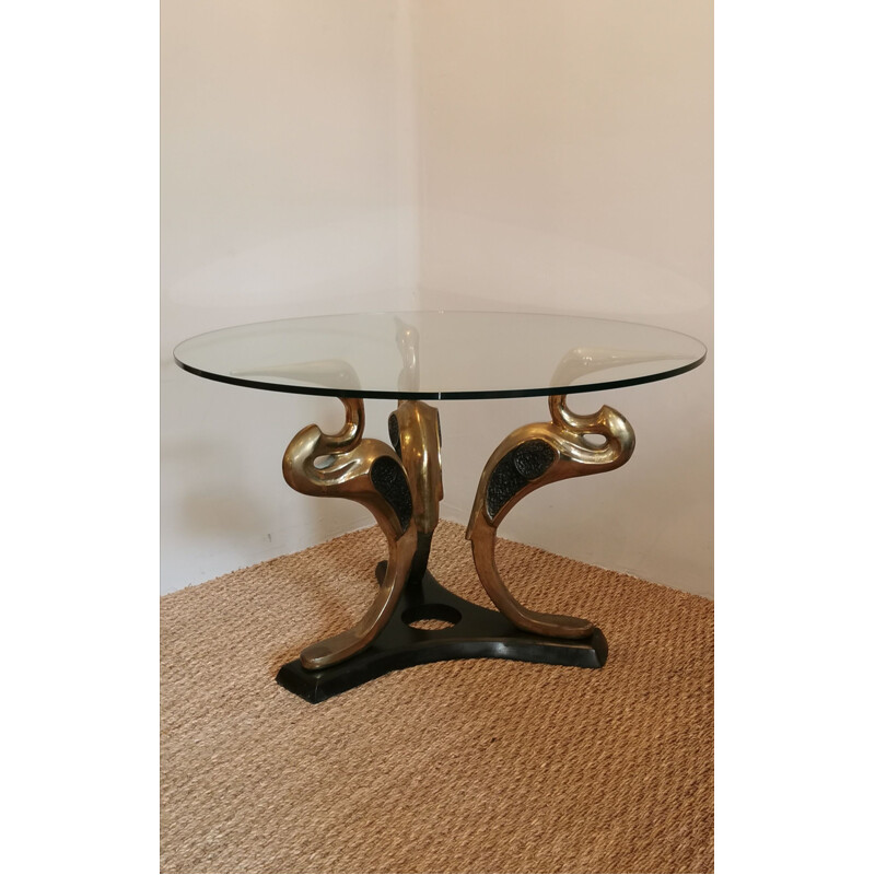 Vintage Italian brass coffee table, 1970