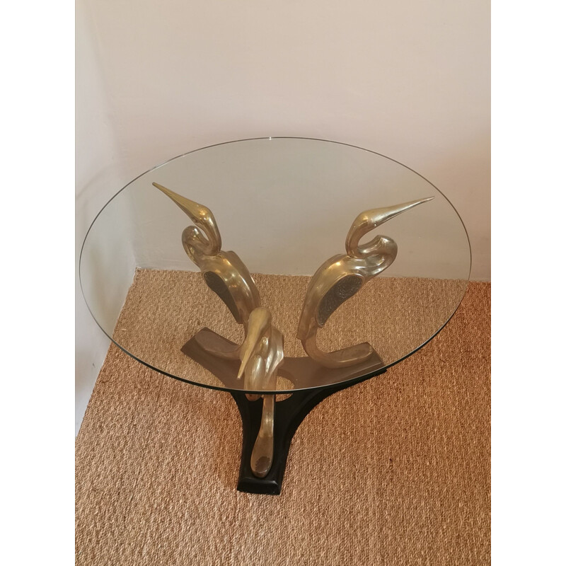 Vintage Italian brass coffee table, 1970