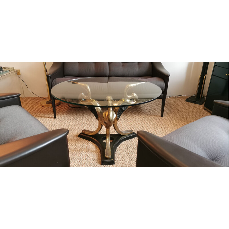 Vintage Italian brass coffee table, 1970