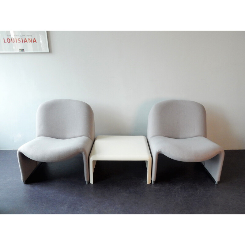 Set of 2 grey vintage Alky chairs by Giancarlo Piretti for Castelli, Italy, 1970s