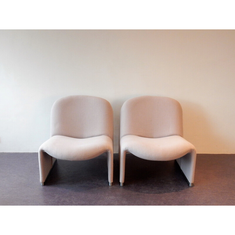 Set of 2 grey vintage Alky chairs by Giancarlo Piretti for Castelli, Italy, 1970s