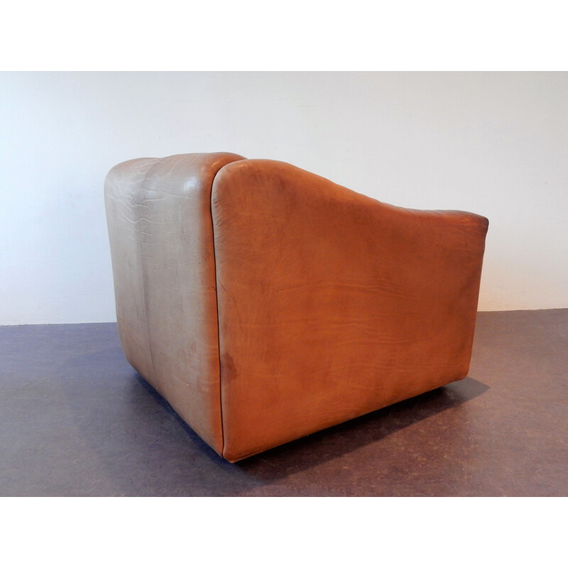 Salon DS-47 vintage en cuir marron par De Sede, Suisse, 1970