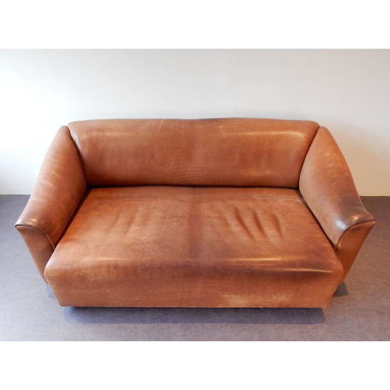 Brown leather vintage DS-47 living room set by De Sede, Switzerland, 1970s