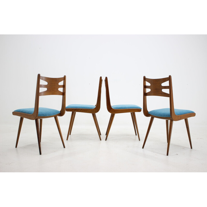 Oak vintage dining chairs ,Czechoslovakia, 1970s