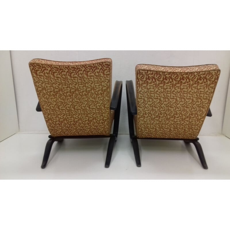 Pair of vintage armchairs designed by Jindřich Halabala, Model H-269, 1954