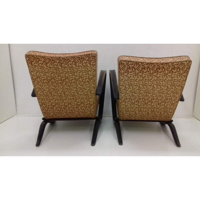 Pair of vintage armchairs designed by Jindřich Halabala, Model H-269, 1954