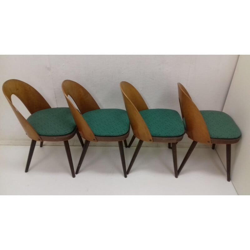Set of 4 vintage wood and fabric dining chairs by Antonín Šuman, 1960s