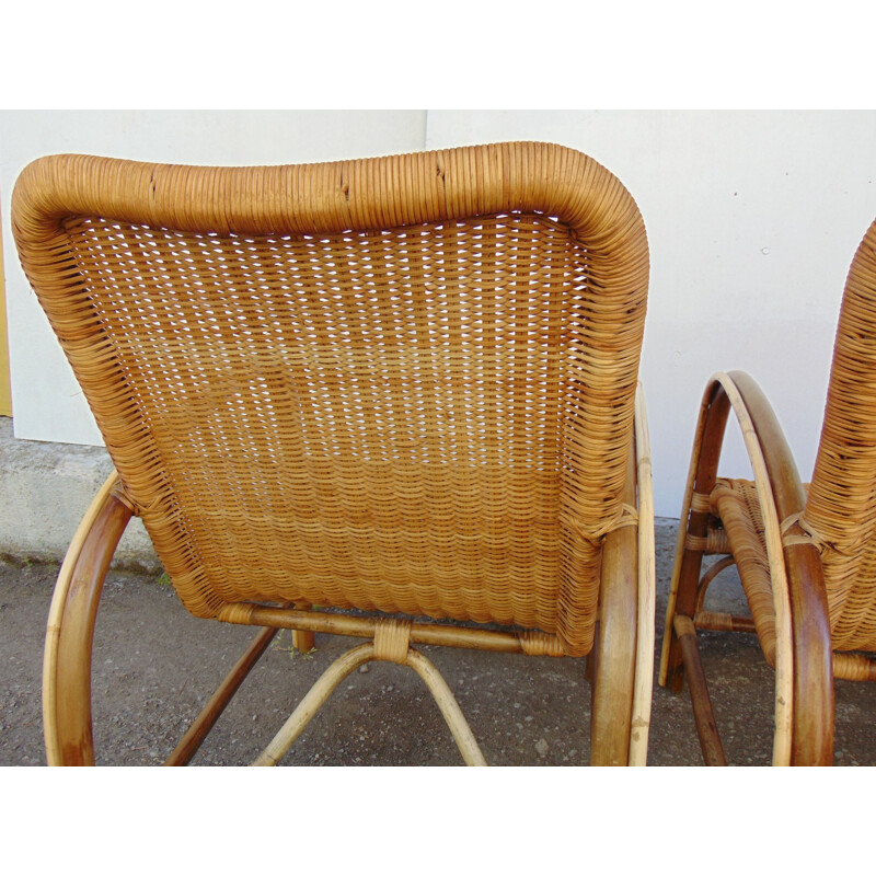 Vintage garden set in wicker and bamboo, 1960s