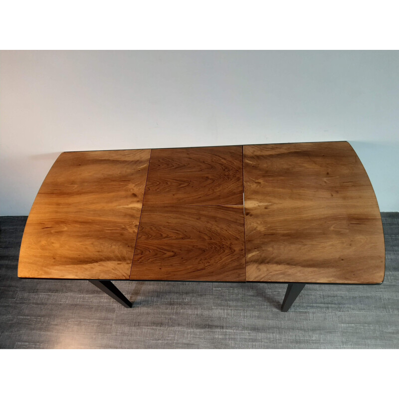 Vintage extensible burr-walnut table by Rajmund Halas, 1960s