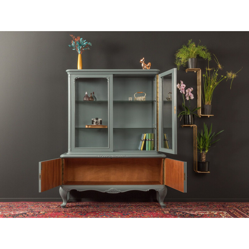 Vintage grey lacquered walnut Showcase, Germany, 1950s