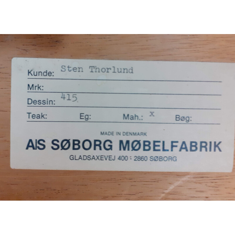 Vintage teakhouten tafel van Christian Hvidt voor Søborg, Denemarken 1950