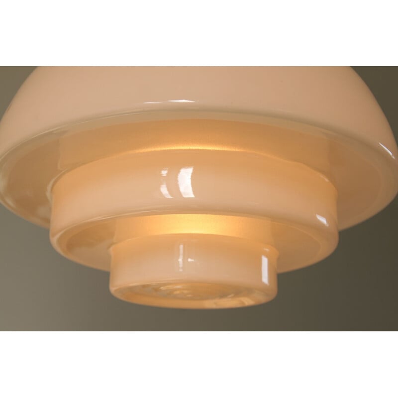 Vintage art deco opaline glass cascade ceiling lamp, 1940s