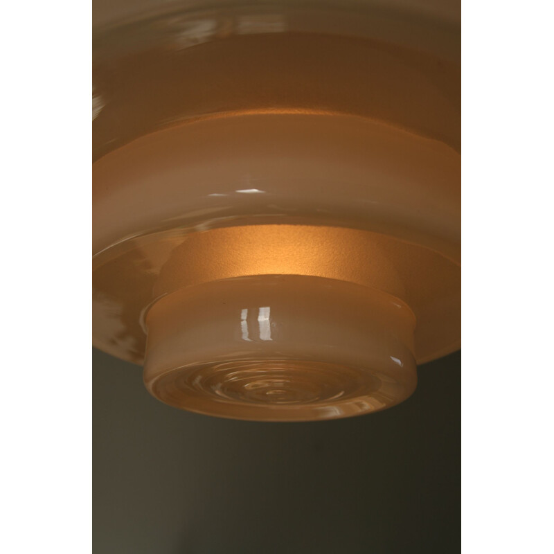 Vintage art deco opaline glass cascade ceiling lamp, 1940s