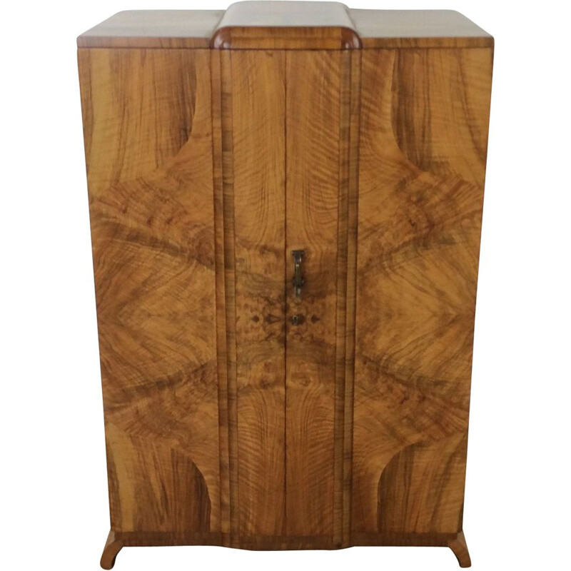 Vintage english walnut wardrobe, 1930