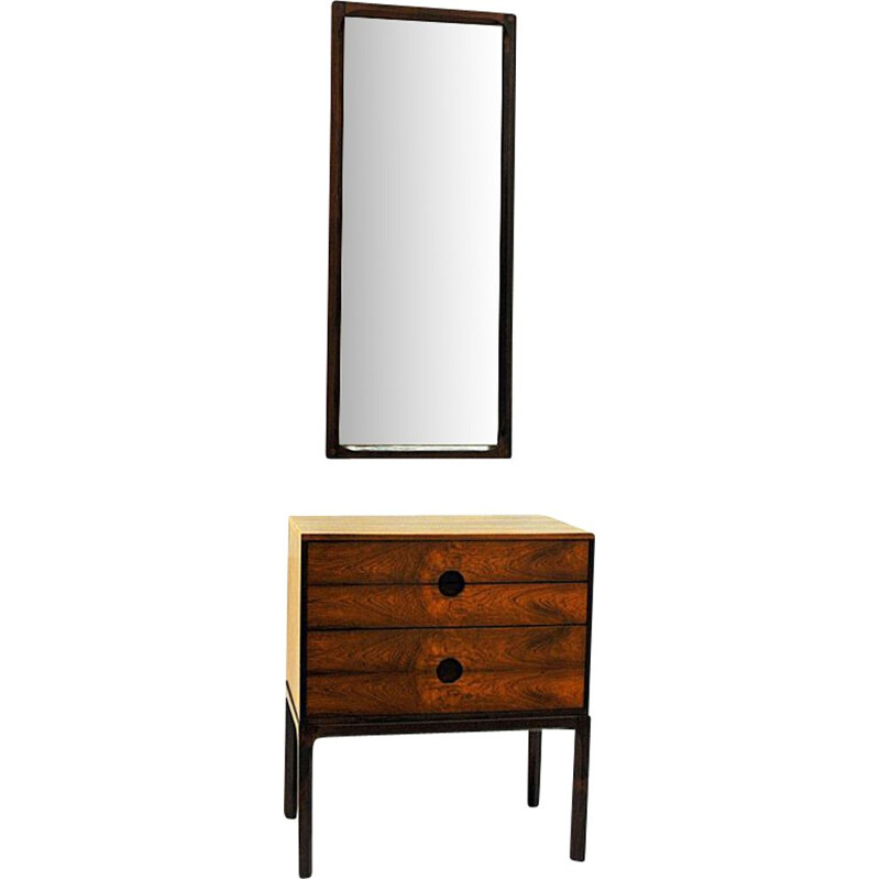 Vintage Rosewood mirror and drawer set by Kai Kristiansen, Denmark 1950s