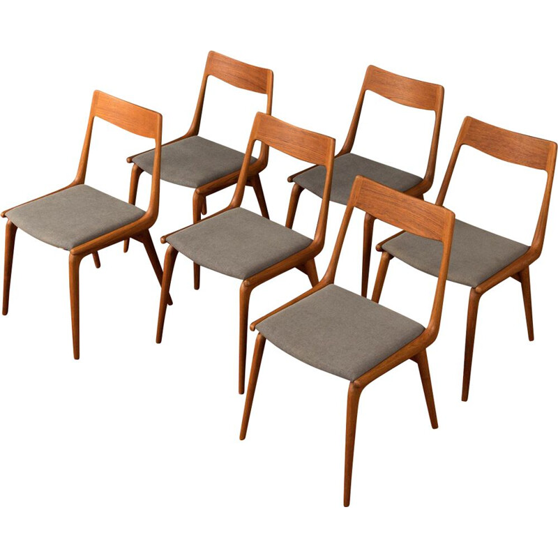 Lot de 6 chaises à repas vintage modèle 370 Boomerang de Alfred Christensen, 1950