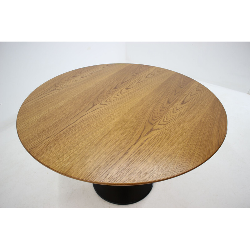 Vintage Round beech and Oak Table, Czechoslovakia, 1970s
