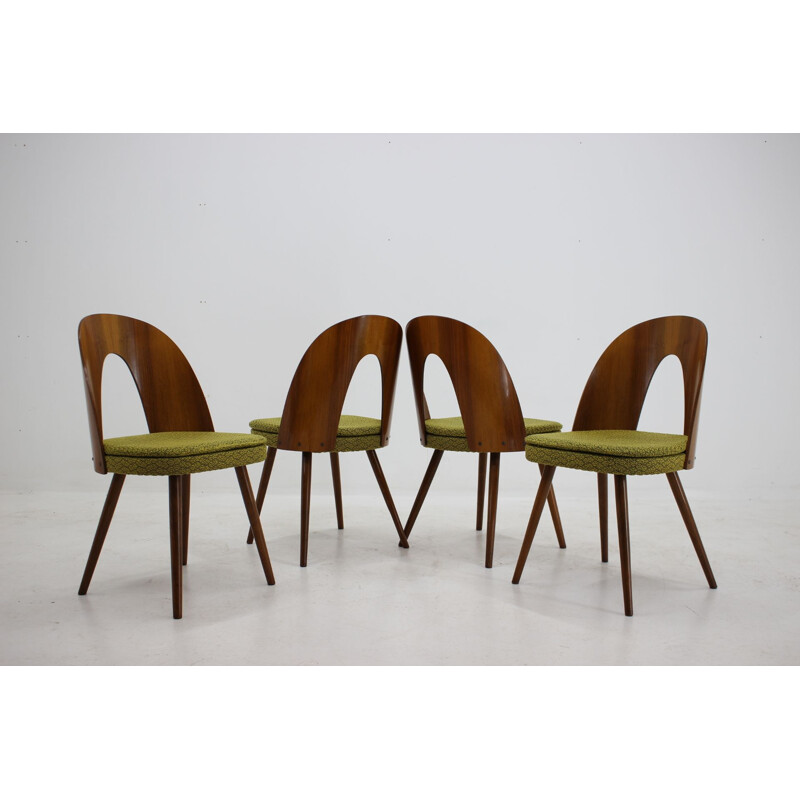Set of 4 vintage walnut dining chairs by Antonin Suman, 1960s