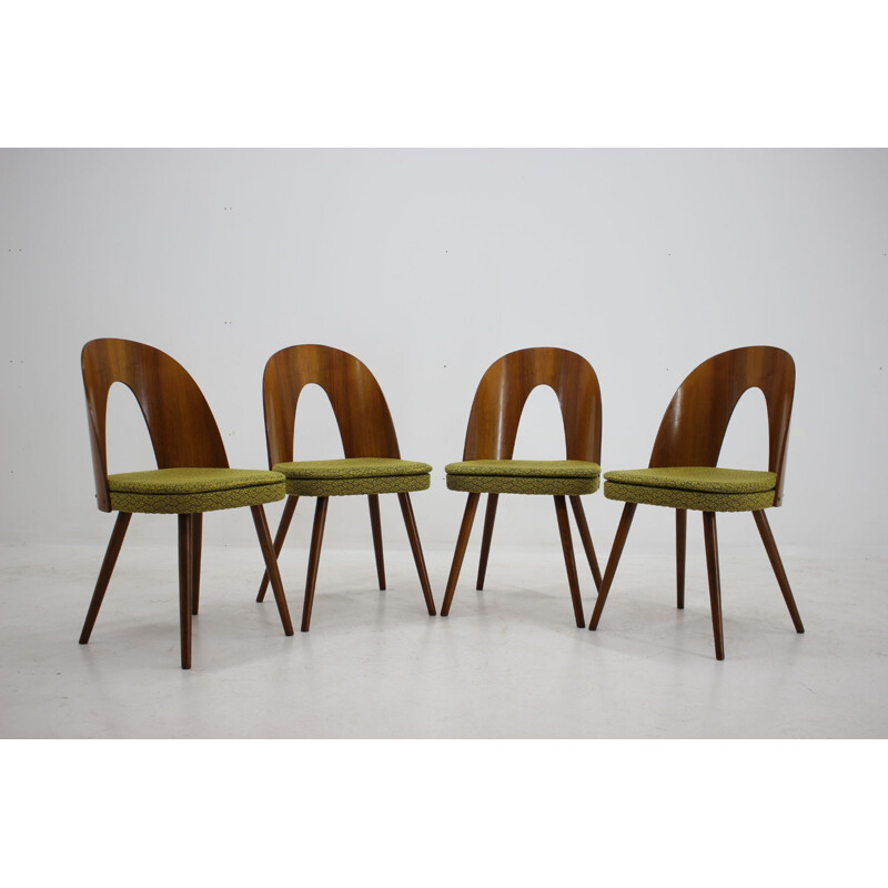 Set of 4 vintage walnut dining chairs by Antonin Suman, 1960s