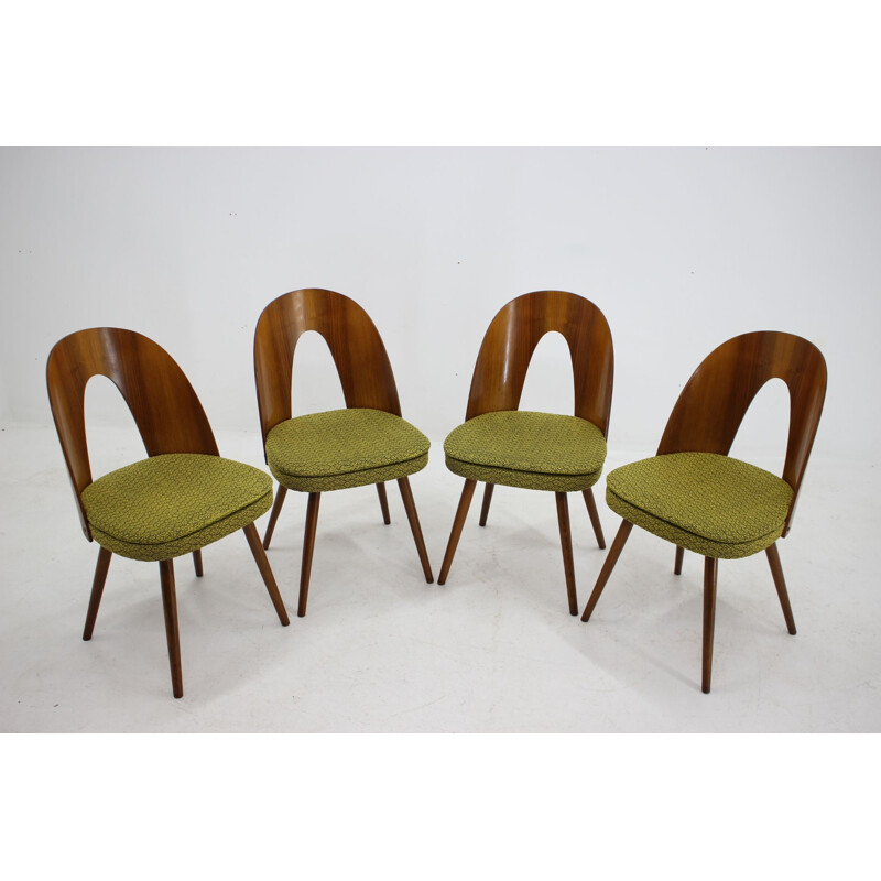 Set of 4 vintage walnut dining chairs by Antonin Suman, 1960s