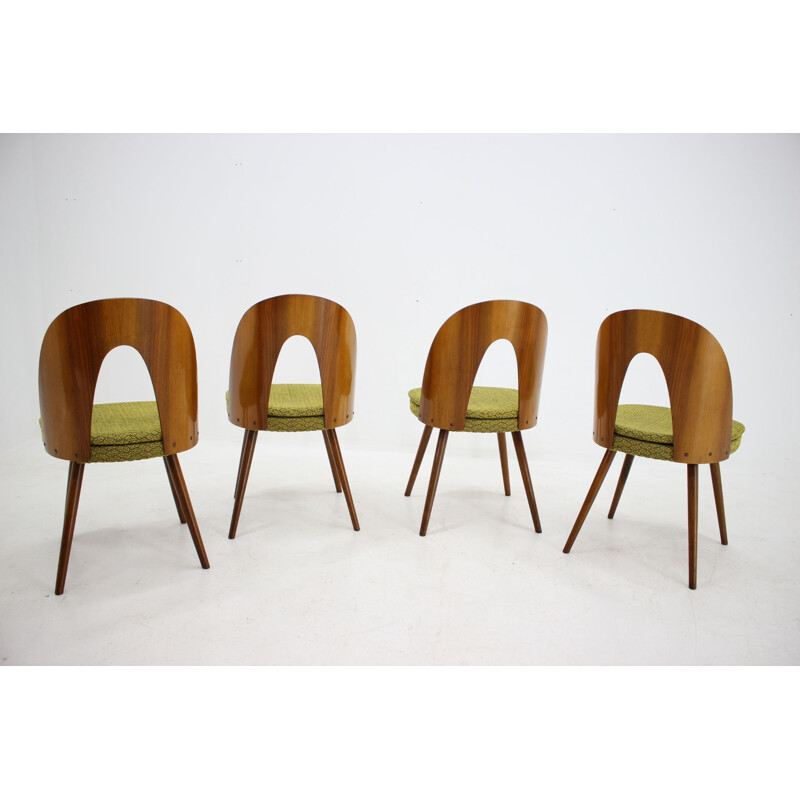 Set of 4 vintage walnut dining chairs by Antonin Suman, 1960s