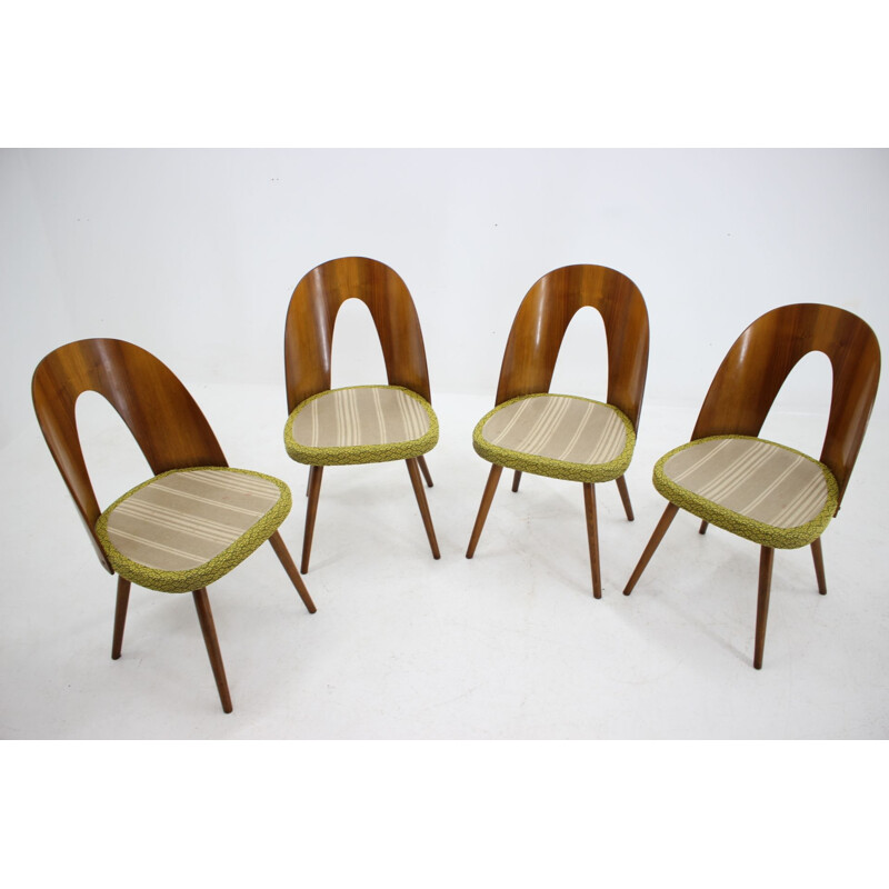 Set of 4 vintage walnut dining chairs by Antonin Suman, 1960s