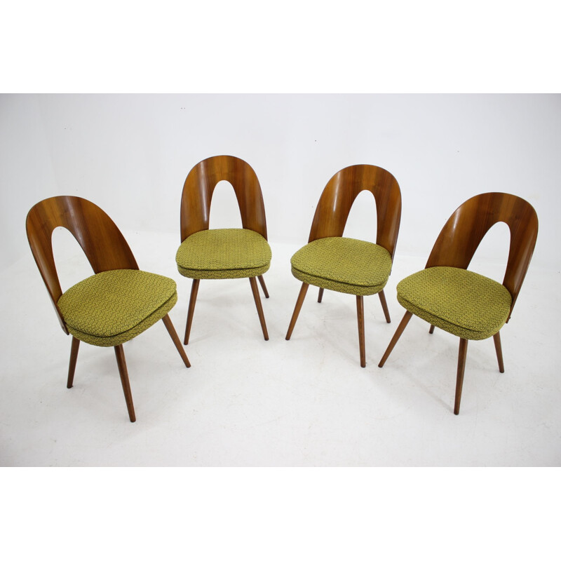 Set of 4 vintage walnut dining chairs by Antonin Suman, 1960s