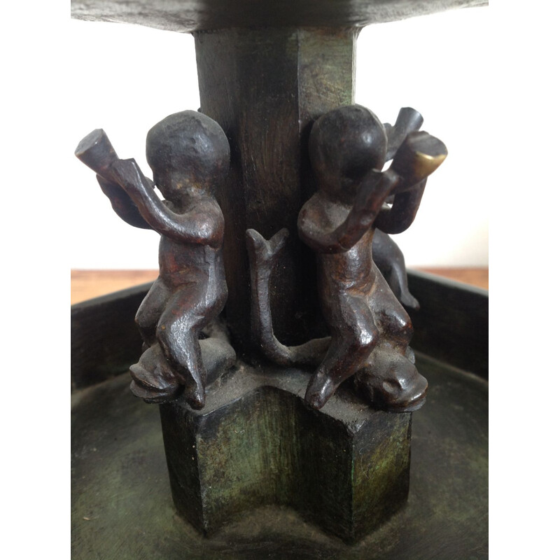 Sculpture de fontaine vintage en bronze
