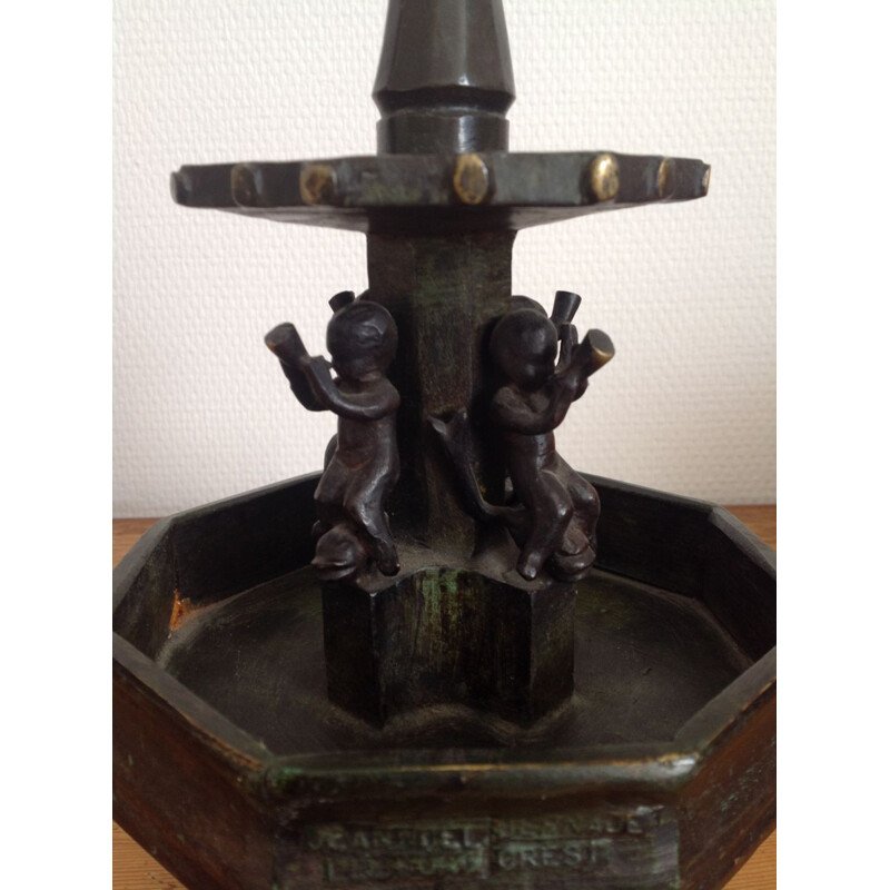 Sculpture de fontaine vintage en bronze