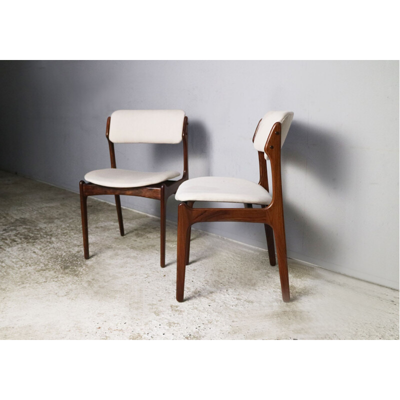 Set 4 vintage rosewood dining chairs by Erik Buch, 1960s