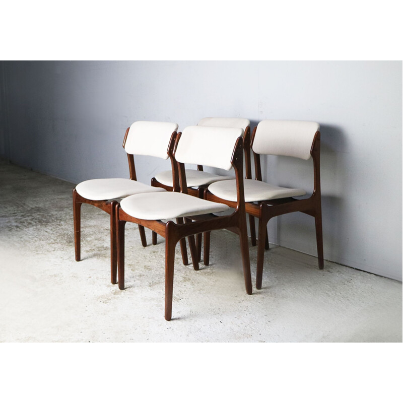 Set 4 vintage rosewood dining chairs by Erik Buch, 1960s