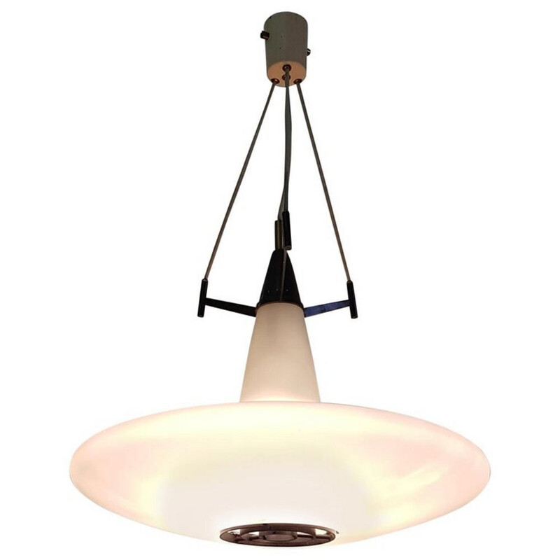 Italian opaline glass vintage pendant light