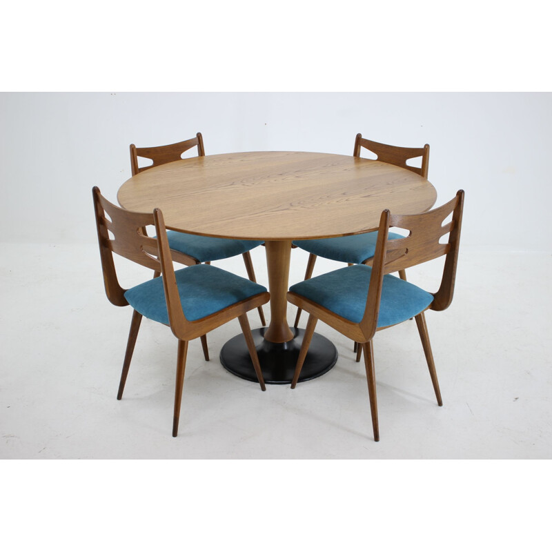 Vintage Oak dining set, Czechoslovakia, 1970s