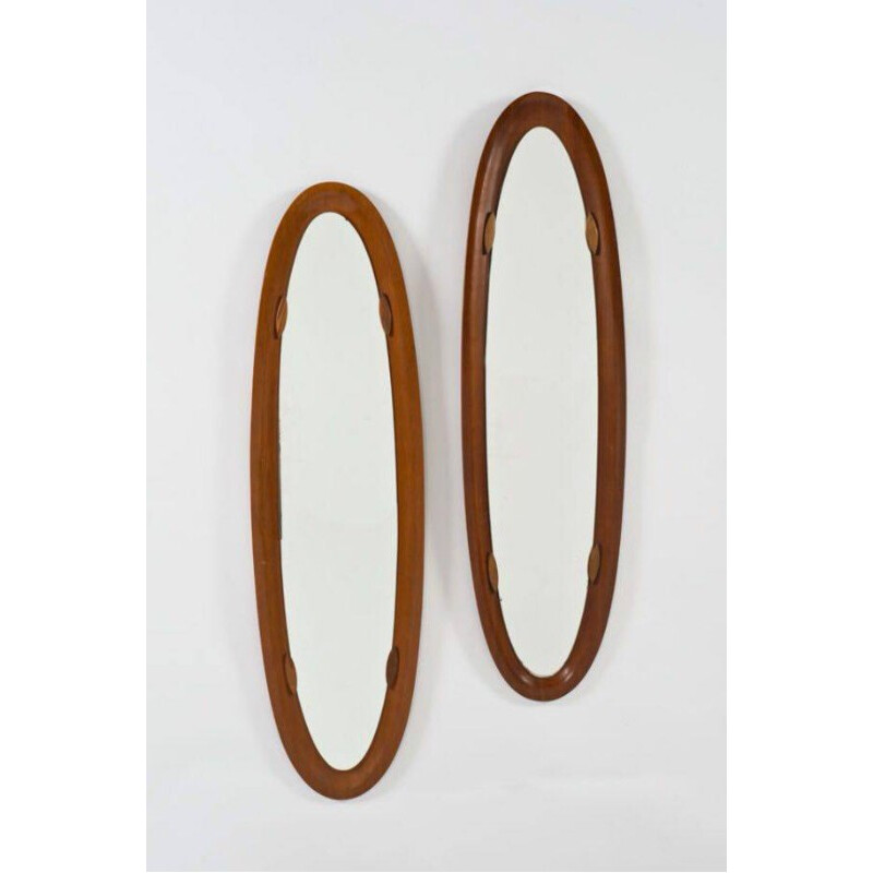 Pair of mirrors in teak, Franco CAMPO & Carlo GRAFFI - 1960s