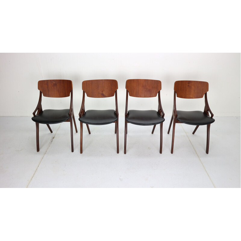 Set of 4 vintage Dining Chairs by Arne Hovmand Olsen for Mogens Kold, Denmark, 1960s