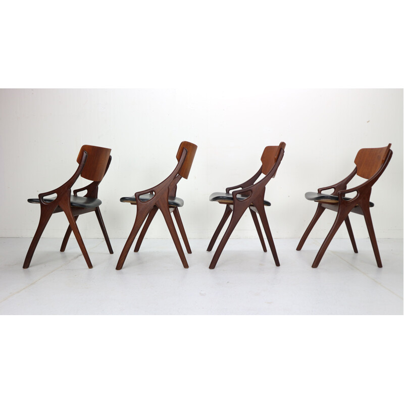 Set of 4 vintage Dining Chairs by Arne Hovmand Olsen for Mogens Kold, Denmark, 1960s