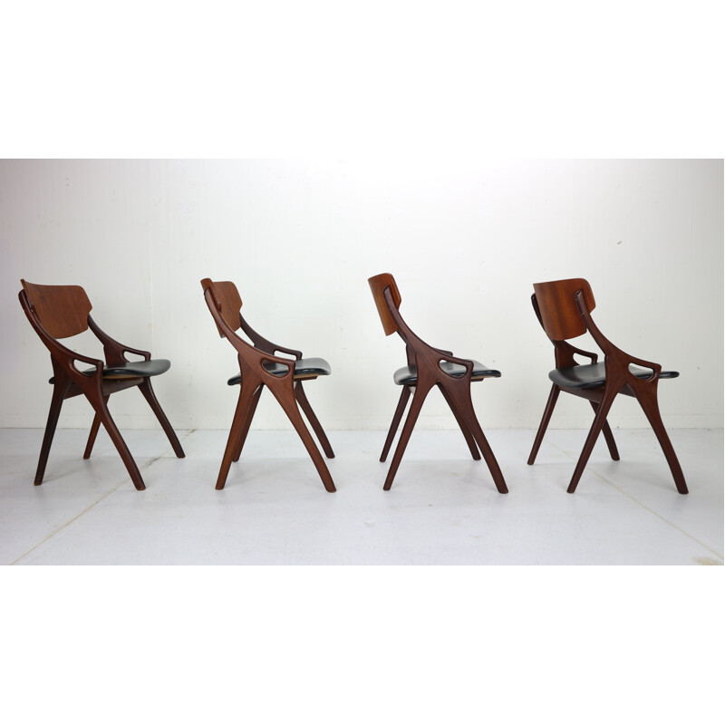 Ensemble de 4 chaises à repas vintage par Arne Hovmand Olsen pour Mogens Kold, Danemark, 1960