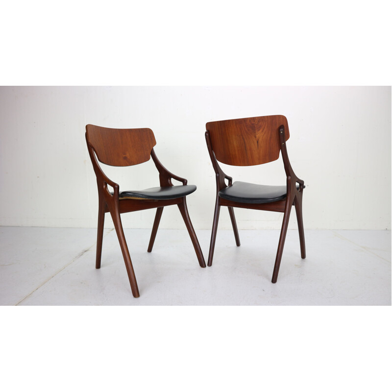Ensemble de 4 chaises à repas vintage par Arne Hovmand Olsen pour Mogens Kold, Danemark, 1960