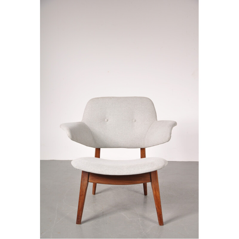 Vintage armchair in teak and fabric, Louis Van TEEFFELEN - 1950s
