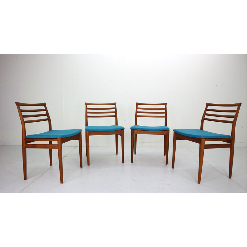 Lot de 4 chaises à repas vintage en teck par Erling Torvits pour Sorø Stolefabrik, Danemark, 1960