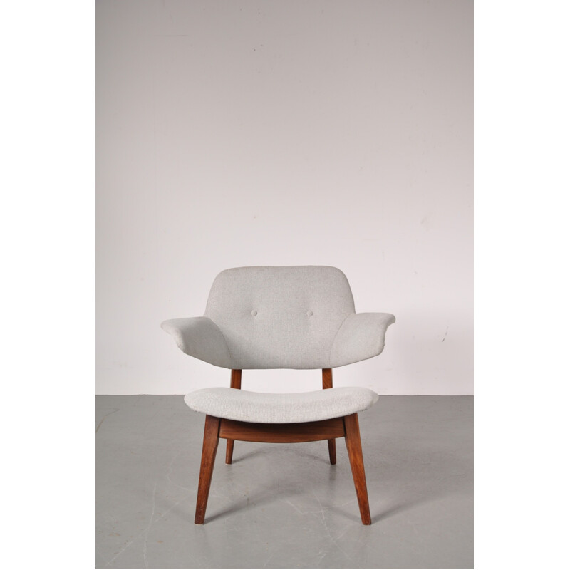 Vintage armchair in teak and fabric, Louis Van TEEFFELEN - 1950s