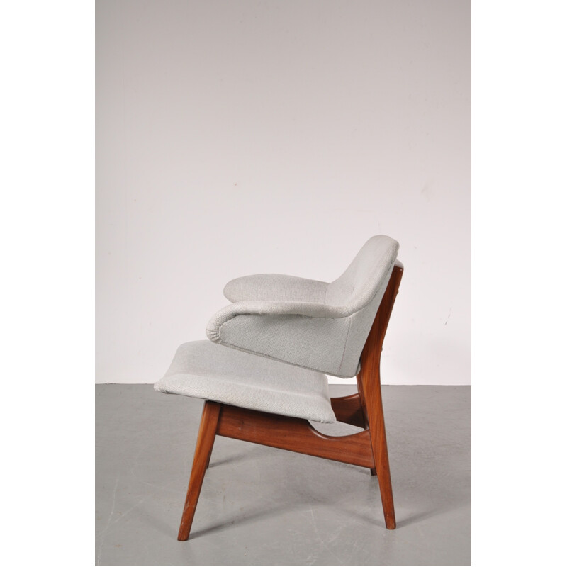 Vintage armchair in teak and fabric, Louis Van TEEFFELEN - 1950s