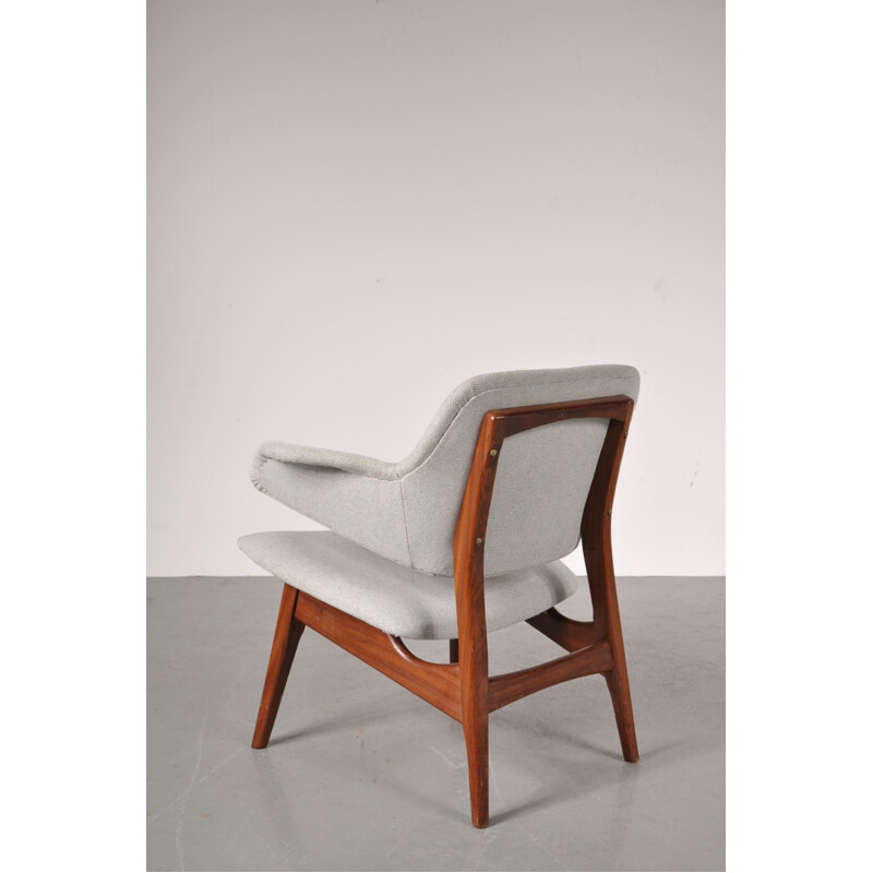 Vintage armchair in teak and fabric, Louis Van TEEFFELEN - 1950s