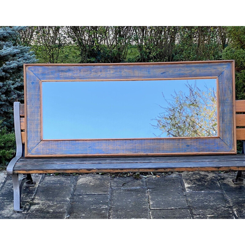Grand Miroir vintage en palissandre bleuté, 1990