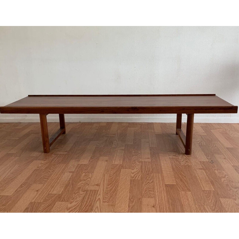 Longue Table basse vintage scandinave en palissandre, 1990