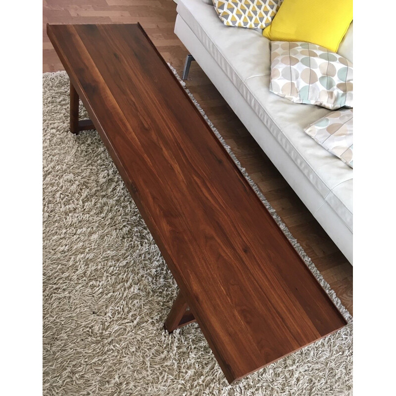 Long Vintage Scandinavian rosewood coffee table, 1990s