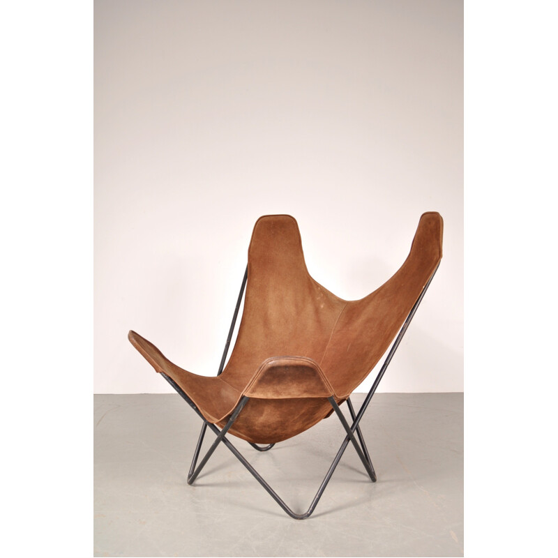 Knoll Butterfly chair in metal and leather, Jorge F. HARDOY - 1960s